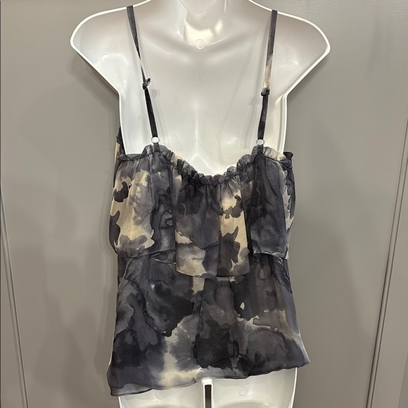 Rebecca Taylor floral ruffle 100%silk tank blouse sz 6 - Picture 4 of 6